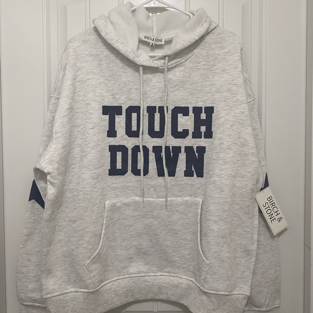Birch & Stone Gray Hoodie with Navy Print